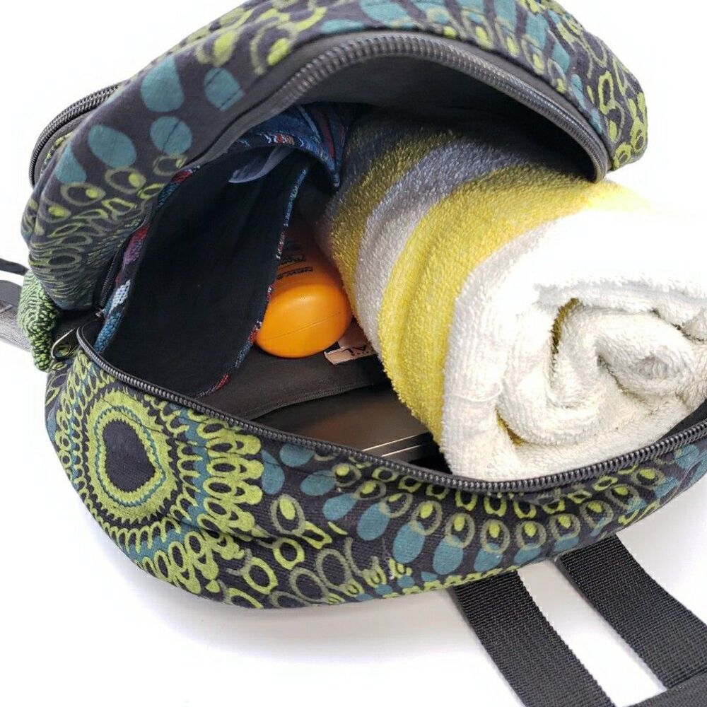 Peacock Mandala Laptop Backpack Travel Bag Lightweight Himalayan Cotton Colorful - Picture 16 of 16